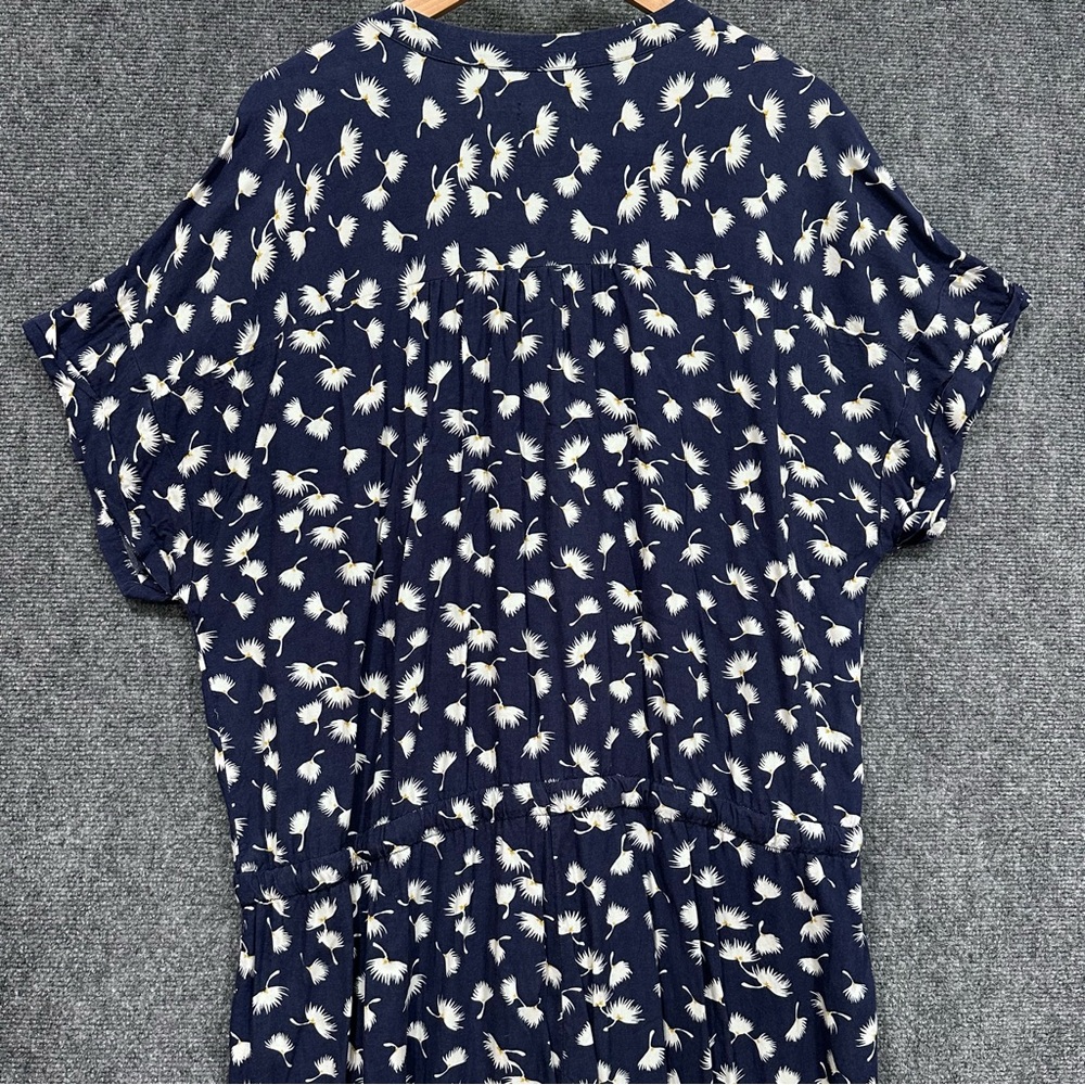 Old Navy jumpsuit XXL navy blue floral pocket tie waist short sleeve snap bodice - Picture 9 of 14